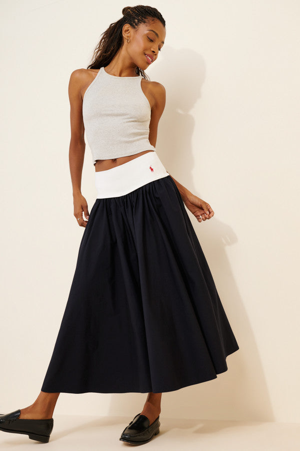 Poplin Woven Midi Skirt
