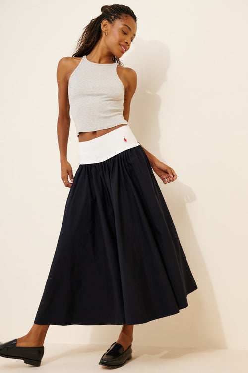 Poplin Woven Midi Skirt