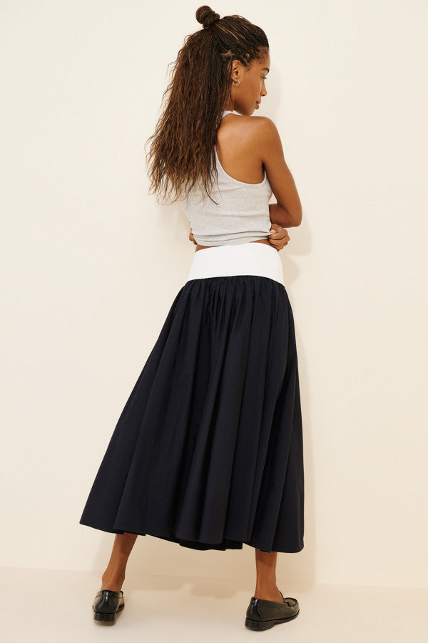 Poplin Woven Midi Skirt