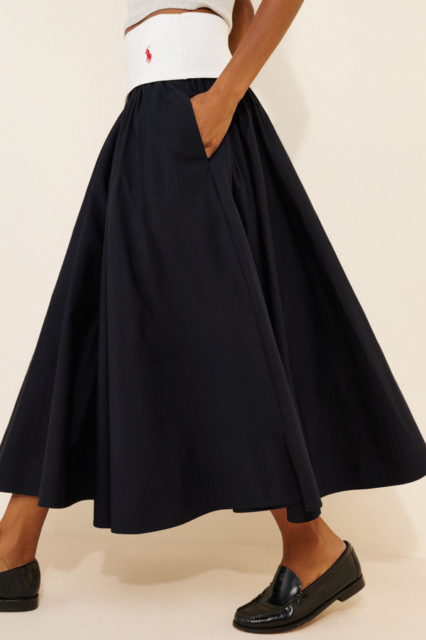 Poplin Woven Midi Skirt